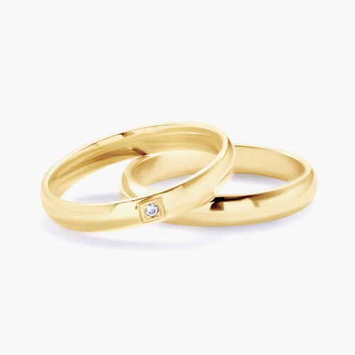 Obrączki ślubne: złote, półokrągłe, 3 mm